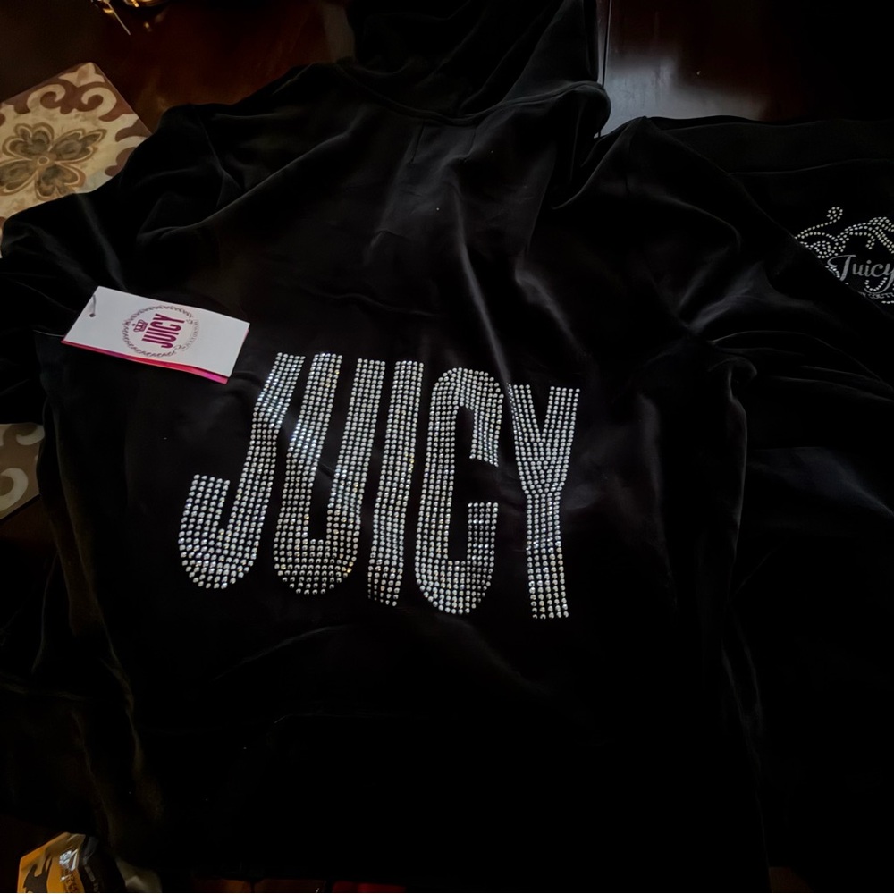 Juicy Couture Black Top with Rhinestone Detail